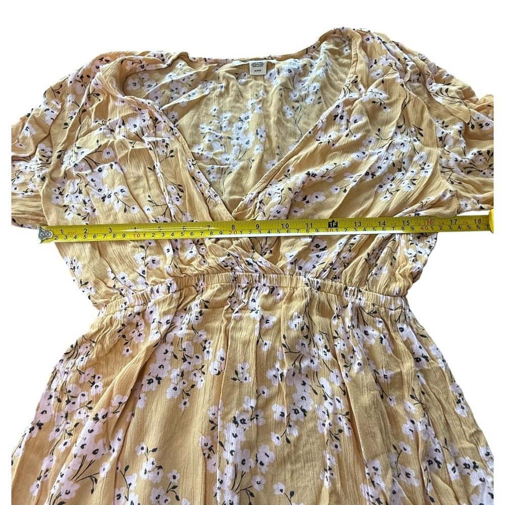 Billabong Floral Boho Mini Dress Yellow Ruffle Hem Long Sleeve M - Picture 4 of 10